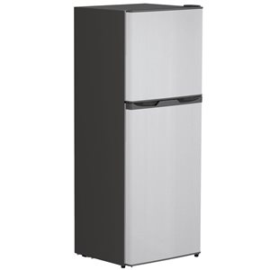 HOMCOM  4.6 Cu.Ft 2-Door Silver Mini Fridge with Freezer