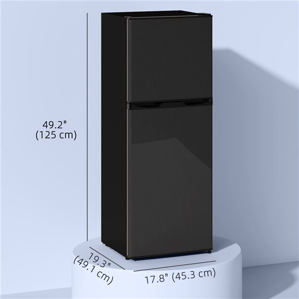 HOMCOM 4.6 Cu.Ft 2-Door Black Mini Fridge with Freezer