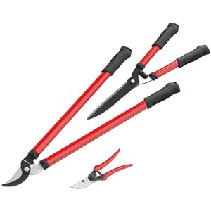Outsunny 3-Pc Garden Shears Set with Soft Grip Handle - Red/Black