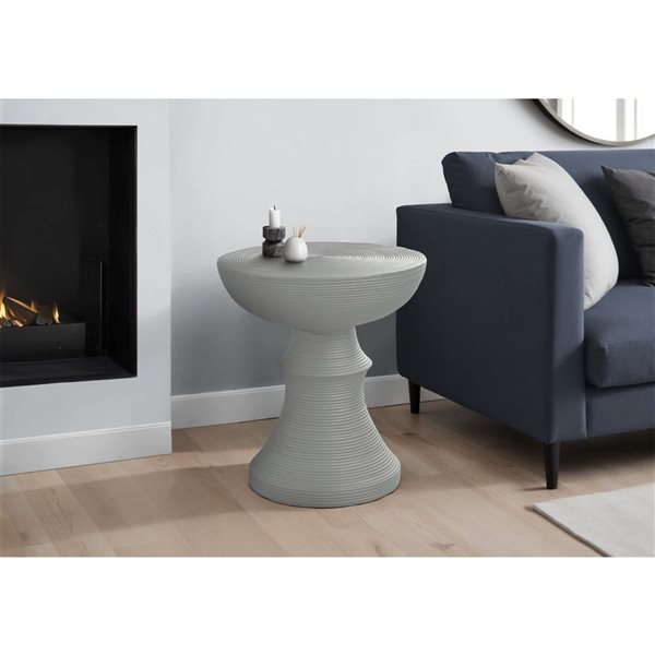 Monarch Specialties 25-in Grey Round Indoor/Outdoor Accent Table