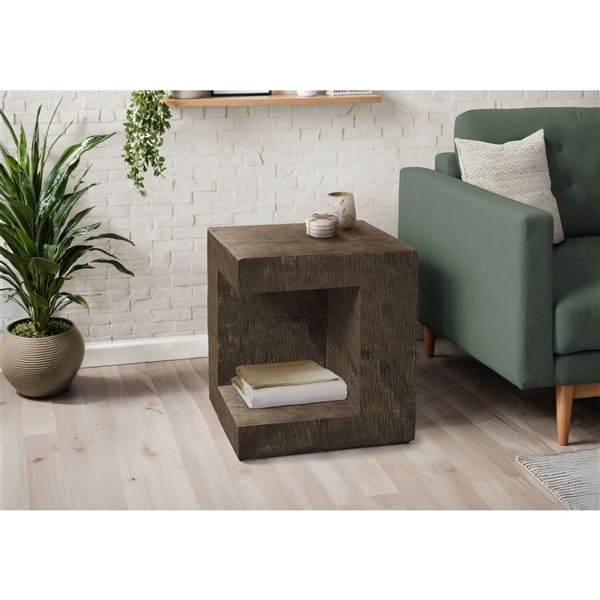 Monarch Specialties 25-in Walnut Square Indoor/Outdoor Accent Table