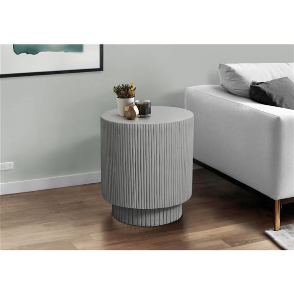 Monarch Specialties 25-in Grey Round Indoor/Outdoor Accent Table