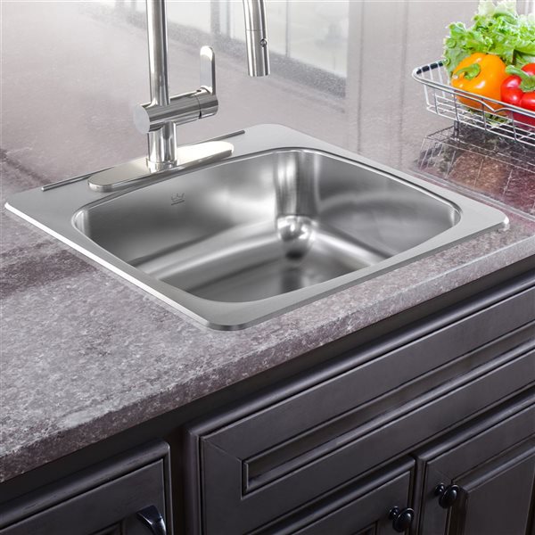 Kindred Reginox 20.13 L x 20.56-in W Drop In Single Bowl 3-Hole Stainless Steel Kitchen Sink