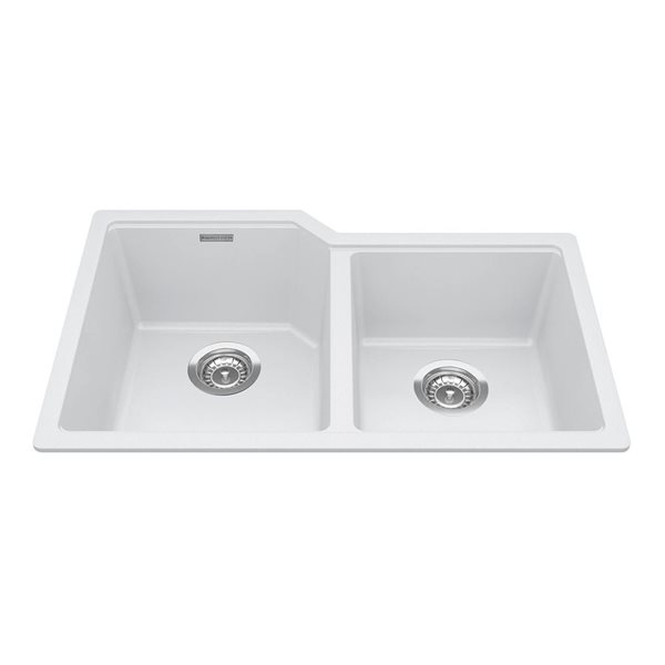 Kindred Granite Series 30.7 L x 19.7-in W Undermount Double Bowl Polar White Granite Kitchen Sink