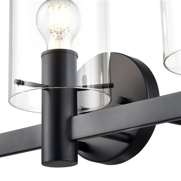 Millennium Lighting Apolla 3-Light Matte Black Vanity w/ Clear Cylinder Glass Shades
