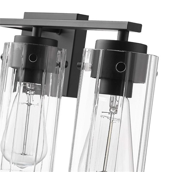 Millennium Lighting Serena 4-Light Matte Black Vanity w/ Clear Cylinder Glass Shades