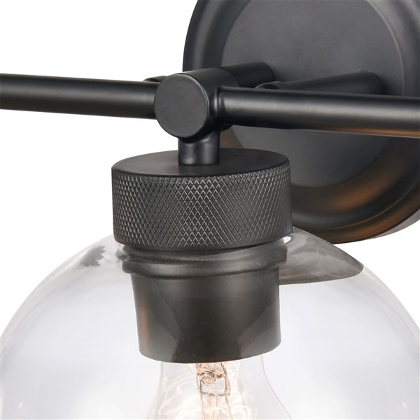 Millennium Lighting Jonatan 3-Light Matte Black Vanity w/ Clear Globe Glass Shades