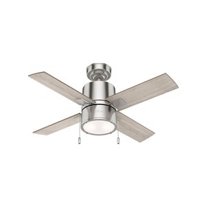 Ventilateur de plafond Beck par Hunter de 42 po en nickel brossé avec pales réversibles