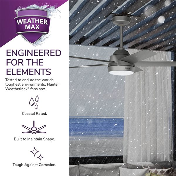 Hunter Skyflow 52-in Matte Silver Ceiling Fan