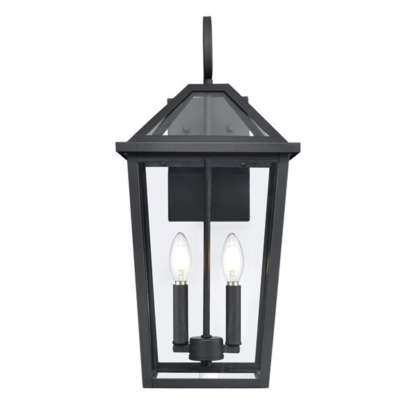 Millennium Lighting Eston 10 W x 21.38-in H Black Metal 2-Light Outdoor Lantern-Style Wall Sconce w/ Clear Glass