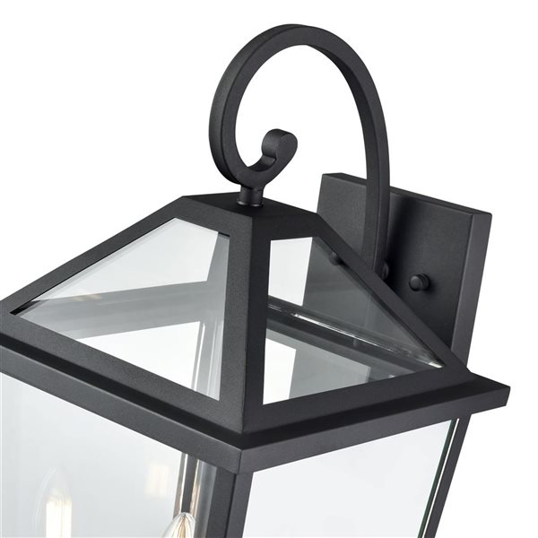 Millennium Lighting Eston 10 W x 21.38-in H Black Metal 2-Light Outdoor Lantern-Style Wall Sconce w/ Clear Glass