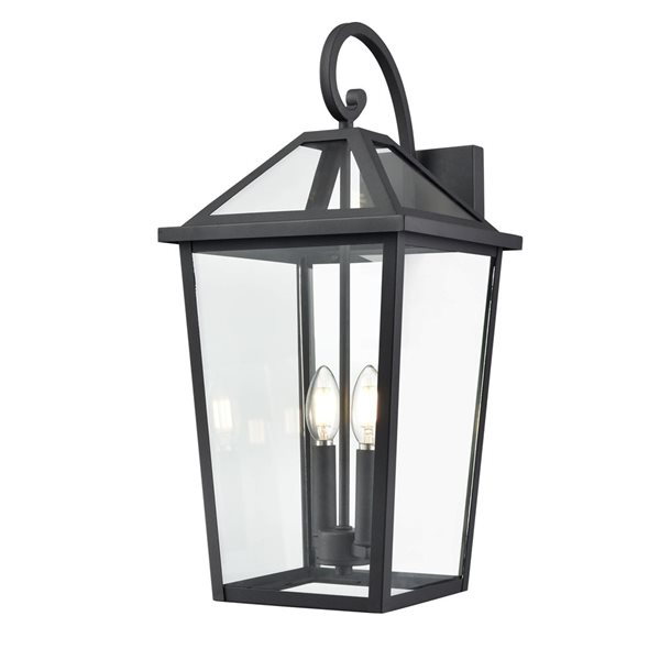 Millennium Lighting Eston 10 W x 21.38-in H Black Metal 2-Light Outdoor Lantern-Style Wall Sconce w/ Clear Glass