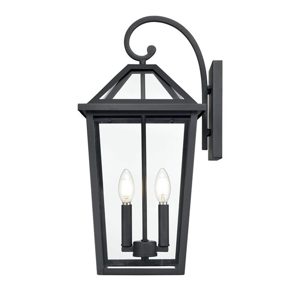 Millennium Lighting Eston 10 W x 21.38-in H Black Metal 2-Light Outdoor Lantern-Style Wall Sconce w/ Clear Glass