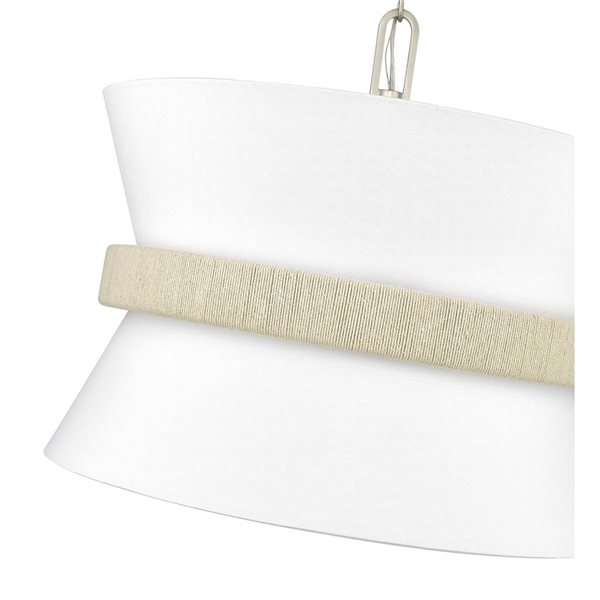 Millennium Lighting Kimbry 16.1 W x 14.1-in H Brushed Nickel/White/Natural 3-Light Pendant Light w/ Linen Drum Shades