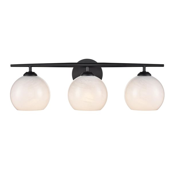 Millenium Lighting Kimorra 3-Light White Glass Globe Vanity Light - Matte Black