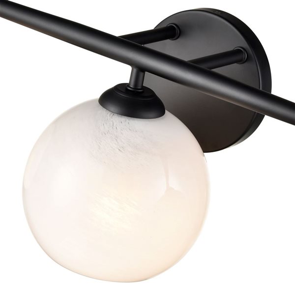 Millenium Lighting Kimorra 3-Light White Glass Globe Vanity Light - Matte Black