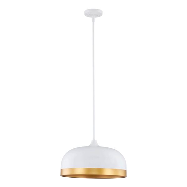 Millenium Lighting Amarra 3-Light Dome White Metal Shade Downrod Pendant Light - Matte White