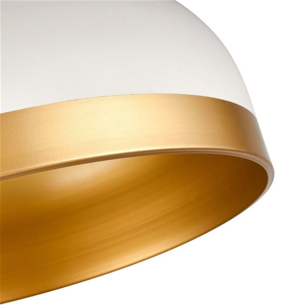 Millenium Lighting Amarra 3-Light Dome White Metal Shade Downrod Pendant Light - Matte White