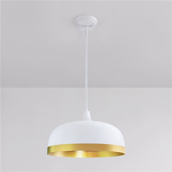 Millenium Lighting Amarra 3-Light Dome White Metal Shade Downrod Pendant Light - Matte White