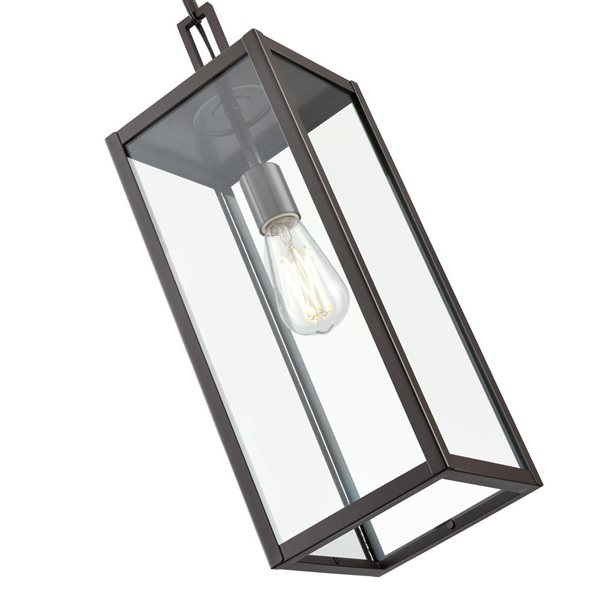 Millenium Lighting 1-Light Outdoor Square Clear Glass Chain Pendant Light - Powder Coated Bronze