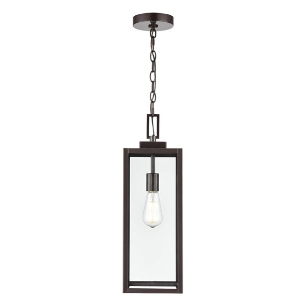 Millenium Lighting 1-Light Outdoor Square Clear Glass Chain Pendant Light - Powder Coated Bronze