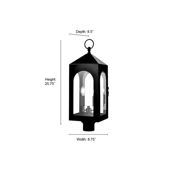 Millennium Lighting Bratton Powder Coated Steel 2-Light Clear Glass Outdoor Post Lantern - Matte Black