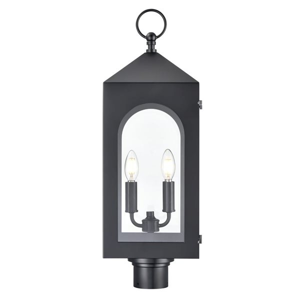 Millennium Lighting Bratton Powder Coated Steel 2-Light Clear Glass Outdoor Post Lantern - Matte Black
