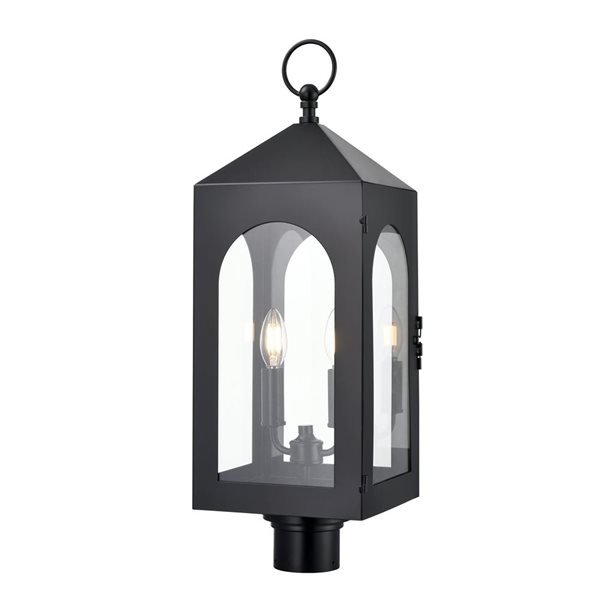 Millennium Lighting Bratton Powder Coated Steel 2-Light Clear Glass Outdoor Post Lantern - Matte Black