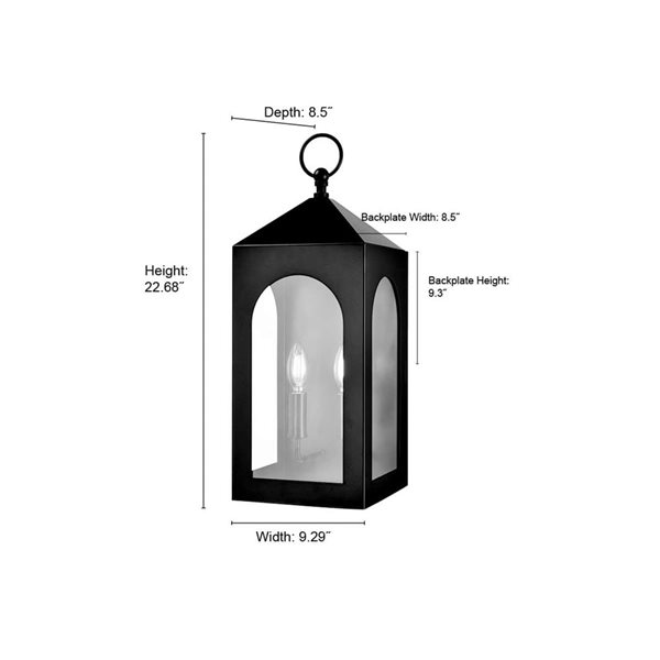 Millenium Lighting Bratton 2-Light Square Clear Flat Glass Outdoor Wall Sconce - Powder Coated Black