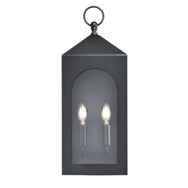 Millenium Lighting Bratton 2-Light Square Clear Flat Glass Outdoor Wall Sconce - Powder Coated Black