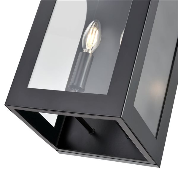 Millenium Lighting Bratton 2-Light Square Clear Flat Glass Outdoor Wall Sconce - Powder Coated Black