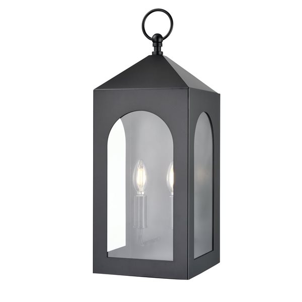 Millenium Lighting Bratton 2-Light Square Clear Flat Glass Outdoor Wall Sconce - Powder Coated Black