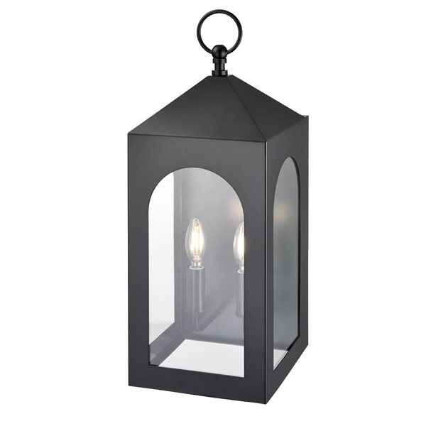 Millenium Lighting Bratton 2-Light Square Clear Flat Glass Outdoor Wall Sconce - Powder Coated Black