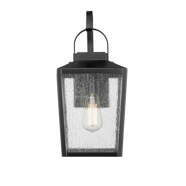 Millenium Lighting Devens 1-Light Square Clear Seeded Glass Outdoor Wall Sconce - Powder Coated Black