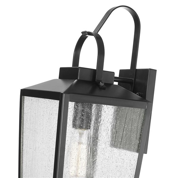 Millenium Lighting Devens 1-Light Square Clear Seeded Glass Outdoor Wall Sconce - Powder Coated Black