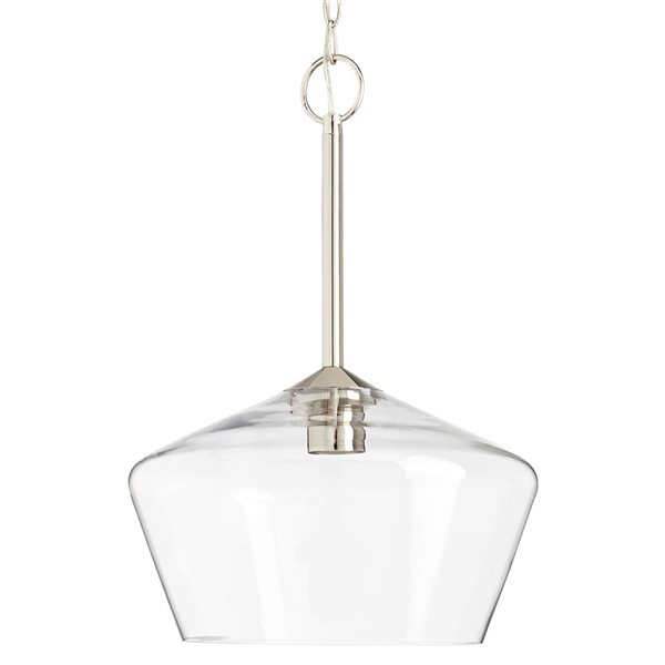Millenium Lighting Morbelle 1-Light Dome Clear Glass Chain Pendant Light - Polished Nickel