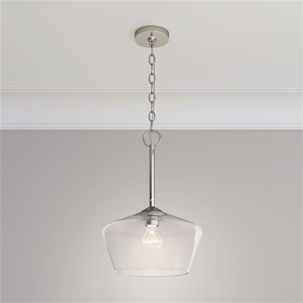 Millenium Lighting Morbelle 1-Light Dome Clear Glass Chain Pendant Light - Polished Nickel