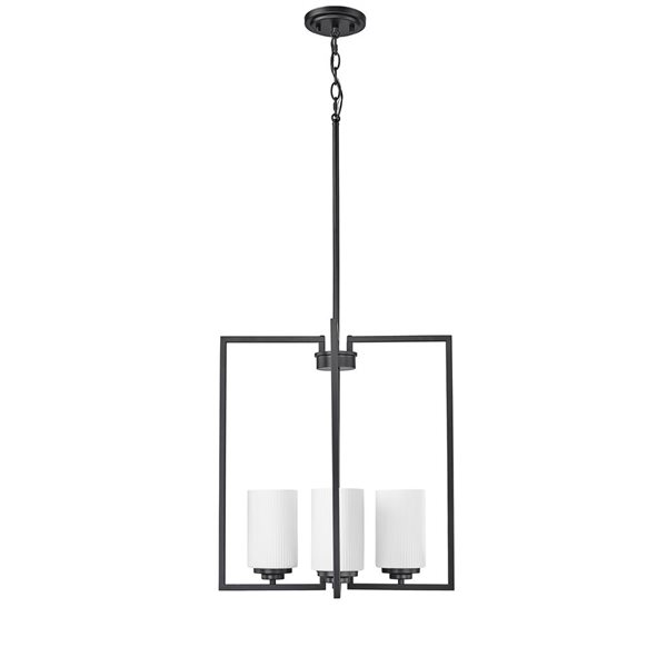 Millenium Lighting Luxx 4-Light Geometric White Glass Chain Pendant Light - Matte Black