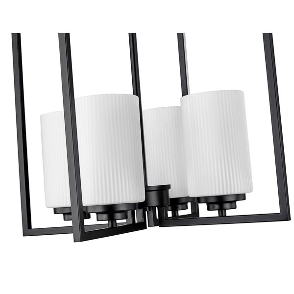 Millenium Lighting Luxx 4-Light Geometric White Glass Chain Pendant Light - Matte Black