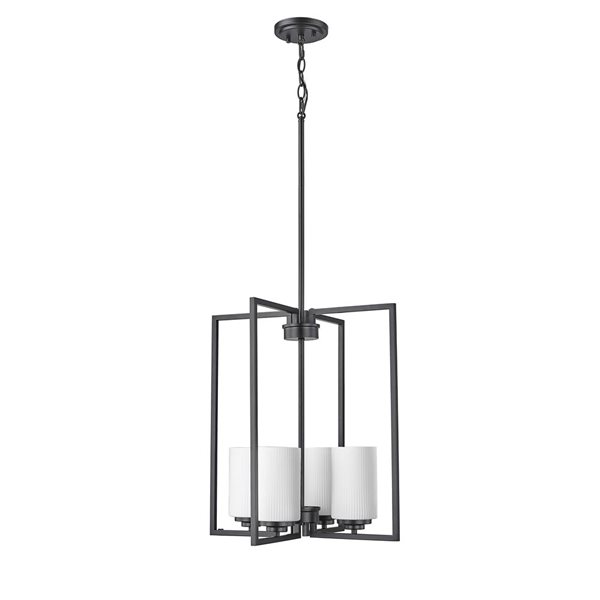 Millenium Lighting Luxx 4-Light Geometric White Glass Chain Pendant Light - Matte Black