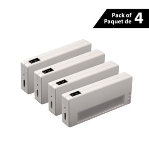 Éclairage automatique rechargeable à DEL pour tiroirs et armoires, 4/pqt