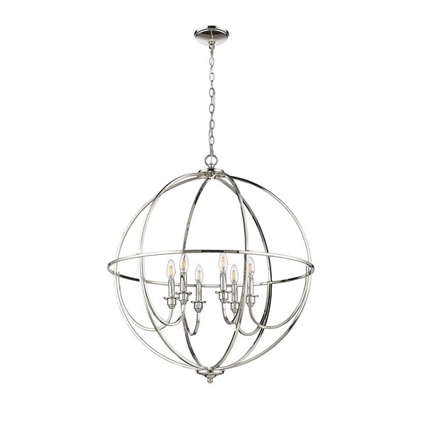 Millenium Lighting Artemis 6-Light Chandelier Ceiling Light - Polished Nickel