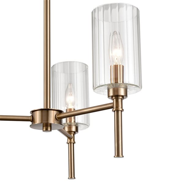 Millennium Lighting Chastine 22-in W Modern Gold Metal 3-Light Chandelier w/ Ribbed Glass Shades