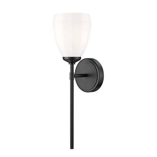 Z-Lite Oren 1-Light LED Matte Opal Glass Steel Transitional Ambient Wall Sconce - Matte Black