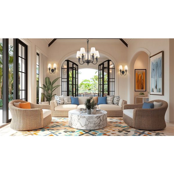 Z-Lite Claudelle 2-Light LED White Fabric Shade Steel Mid-century Candle Wall Sconce - Matte Black