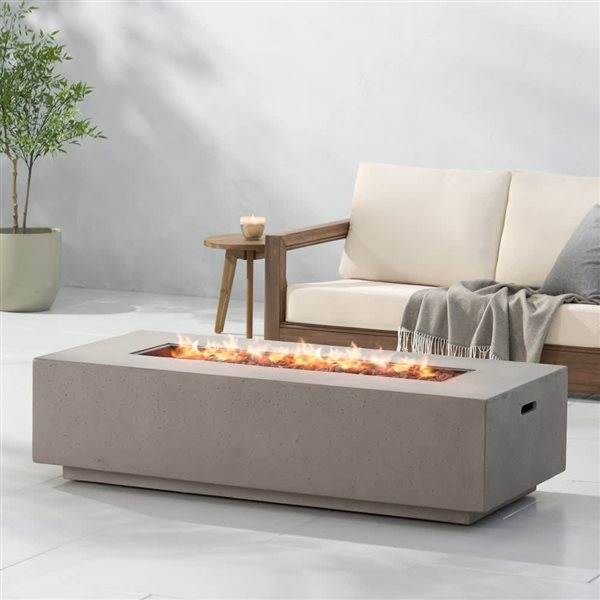 Homy Casa 50,000 BTU 33-in Modern Rectangle Propane MgO Fire Pit Table without Tank Cover - No Assembly