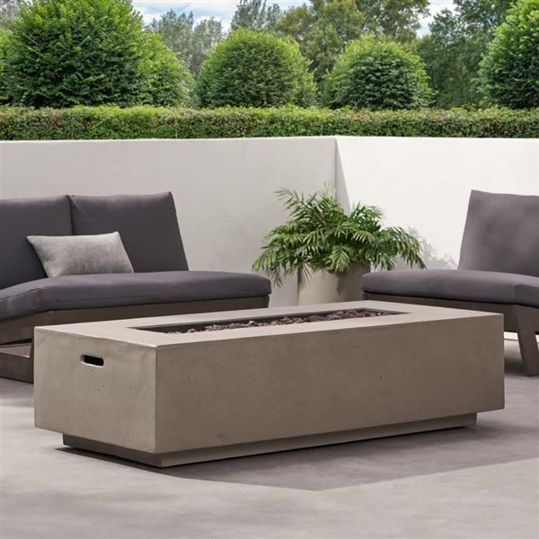 Homy Casa 50,000 BTU 33-in Modern Rectangle Propane MgO Fire Pit Table without Tank Cover - No Assembly