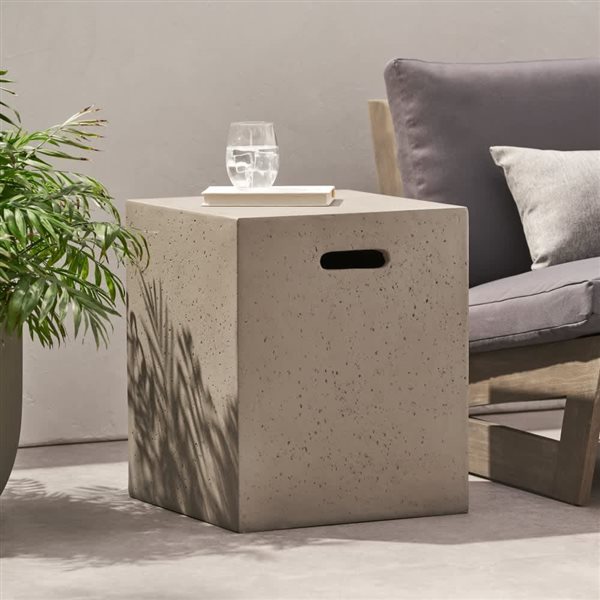 Homy Casa Modern Lightweight Concrete MgO Tank Holder Side Table - Light Grey