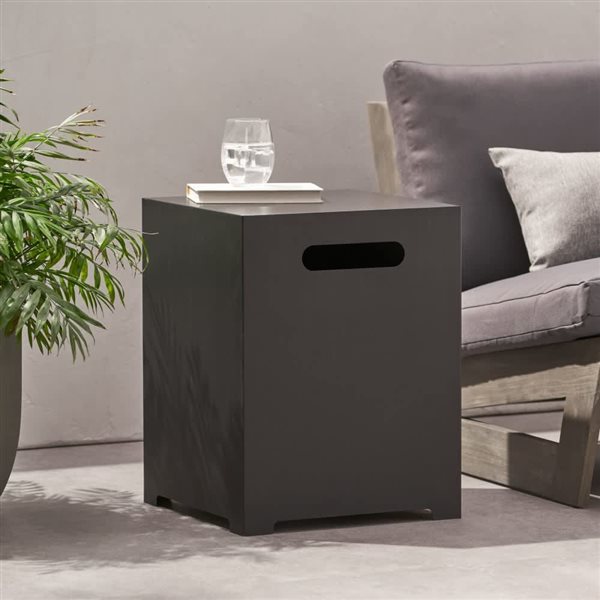 Homy Casa Grey Square Iron Frame Propane Tank Cover and Side Table - No Assembly Required