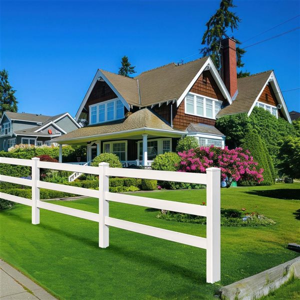 everhome 5-in W x 7-ft H White Vinyl Ranch Fence End Post